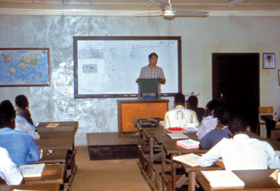 Vernon teaching Bible school students