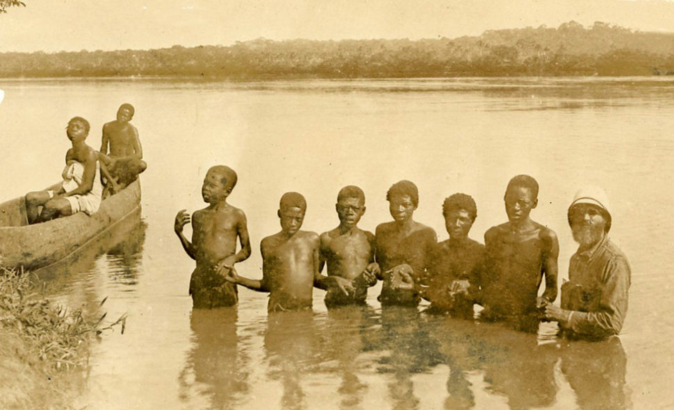 William Haas baptizing in the Ubangi River